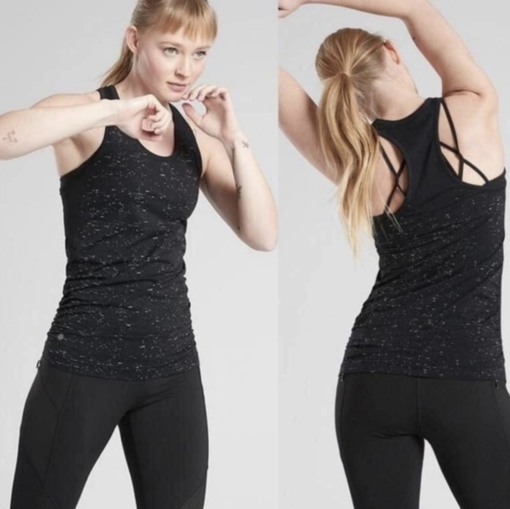 ATHLETA Speedlight Speckle Side Ruching Tank Top